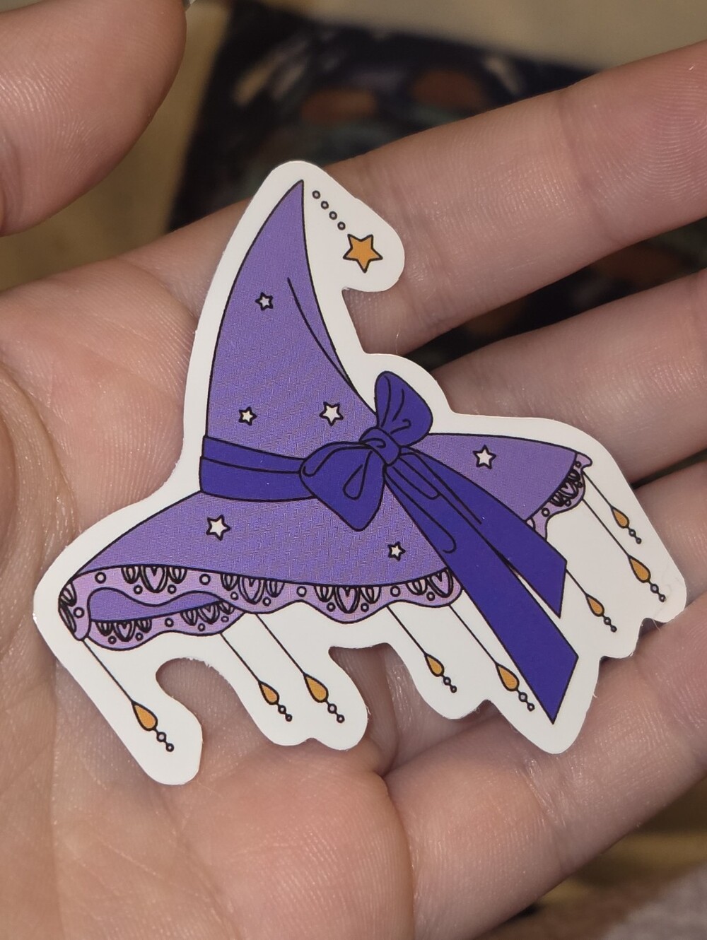 Purple Witch Hat Sticker for Kids Accessories